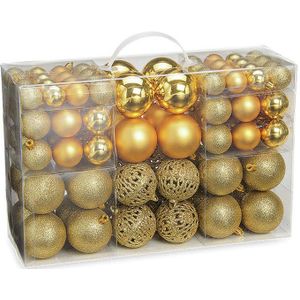 100x stuks kunststof kerstballen goud 3, 4 en 6 cm
