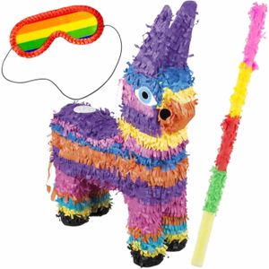 Pinata van een Mexicaanse Ezel set met masker en stok