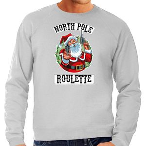 Grote maten grijze Kersttrui / Kerstkleding Northpole roulette voor heren