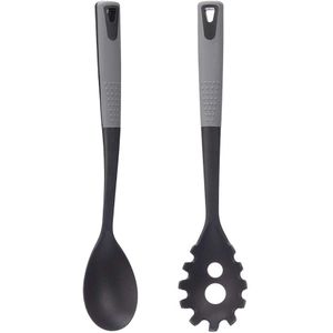 Kook/keuken gerei - set van 2x stuks - zwart/grijs - kunststof - keuken/kook accessoires