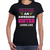 Zwart cadeau t-shirt an awesome sister / een geweldige zus voor dames