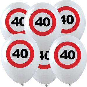 48x Leeftijd verjaardag ballonnen met 40 jaar stopbord opdruk 28 cm