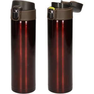 RVS thermosflessen 450 ml kastanje bruin - 2 stuks