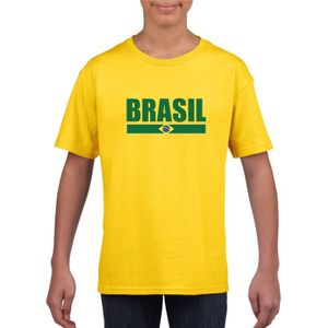 Braziliaanse supporter t-shirt geel voor kinderen