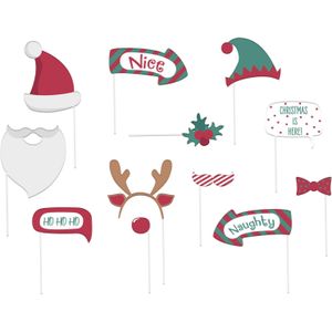 Folat Kerst foto prop set - 24-delig - Christmas party photo booth - fun/feest cadeau