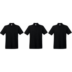 3-Pack Maat M - Premium polo t-shirts / poloshirts zwart van katoen voor heren