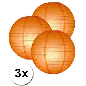 Oranje lampionnen 25 cm 3 stuks