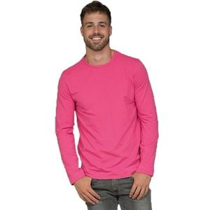 Lange mouwen stretch t-shirt fuchsia roze voor heren