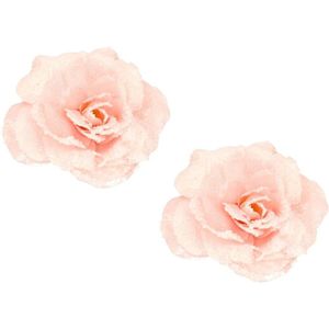 4x stuks roze rozen kerstversiering clip decoratie 12 cm