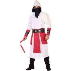 Ninja verkleedpak wit/rood voor heren