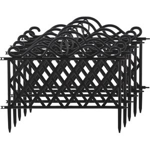 Pro Garden Tuinhekjes - 10x stuks - kunststof - 48 x 34 cm - zwart - borderrand - tuinafscheiding
