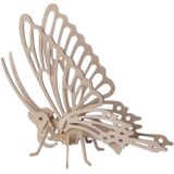 2x stuks houten dieren 3D puzzel vlinder - Speelgoed bouwpakket 23 x 18,5 x 0,3 cm.