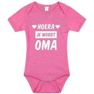 Hoera je wordt oma kraamcadeau rompertje roze meisjes