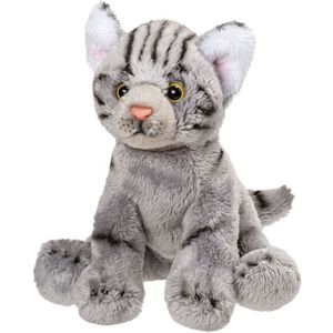 Pluche grijze poes/kat knuffel zittend 12 cm