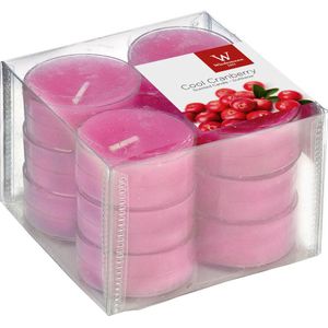 12x Geurtheelichtjes cranberry/roze 4 branduren - Geurkaarsen cranberrygeur/veenbessengeur - Waxinelichtjes