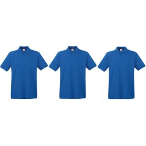 3-Pack maat 2XL blauw poloshirt premium van katoen voor heren