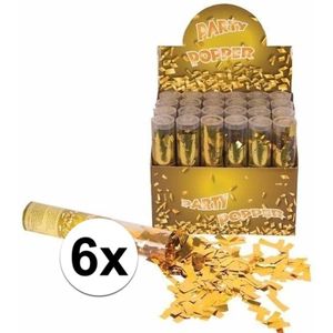 6x stuks Confetti kanon goud 20 cm
