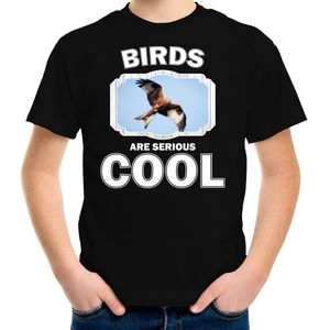 T-shirt birds are serious cool zwart kinderen - arenden/ rode wouw roofvogel shirt