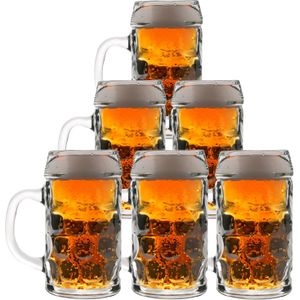 8x Bierpullen/Bierglazen 0,5 liter - Oktoberfest/Bierfeest feestartikelen - Horeca bierglazen/pullen