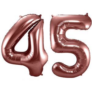 Leeftijd feestartikelen/versiering grote folie ballonnen 45 jaar brons 86 cm