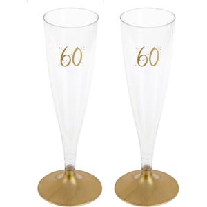 Verjaardag feest champagneglazen - leeftijd - 48x - 60 jaar - goud - kunststof