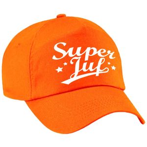 Juf cadeau pet oranje voor dames