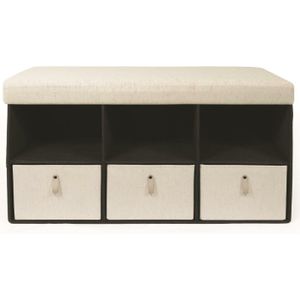 Home Deco Poefje opvouwbaar - beige velvet - 76 x 38 cm