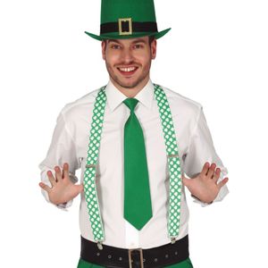 Fiestas Guirca Verkleed bretels voor volwassenen - groen/wit - St. Patricks Day - carnaval