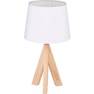 Schemerlamp/tafellamp houten voet 40 cm