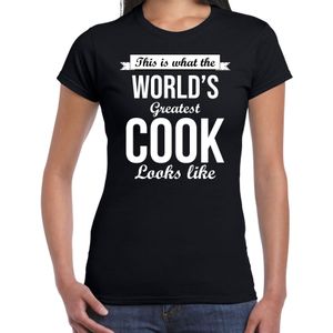 Worlds greatest cook t-shirt zwart dames - Werelds grootste kok cadeau