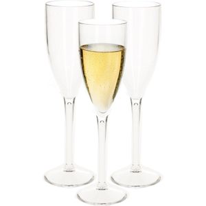 Champagne/prosecco flute glas - 12x - 15 cl/150 ml - onbreekbaar transparant kunststof - bruiloft glazen