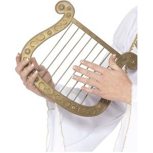 Engelen harp goud van kunststof - Carnaval verkleed accessoires