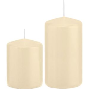 Trend Candles - Stompkaarsen set 6x stuks creme wit 8 en 12 cm