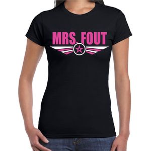 Foute party shirt Mrs. fout roze op zwart voor dames