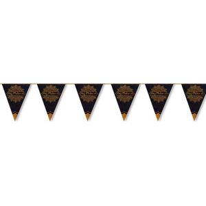 Suikerfeest/offerfeest versiering metallic vlaggenlijn zwart/goud 6 meter