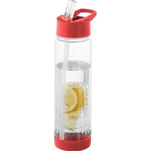 Transparante drinkfles/waterfles met rood fruit infuser 740 ml - Sportfles - BPA-vrij