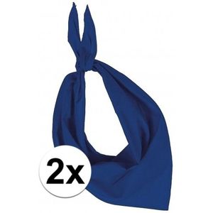 2 stuks kobalt blauw hals zakdoeken Bandana style