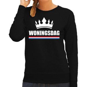 Woningsdag sweaters / trui voor thuisblijvers tijdens Koningsdag zwart dames