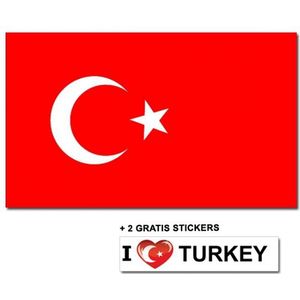 Turkije vlag + 2 gratis stickers