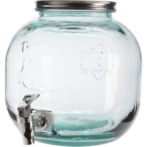 Decoris Drankdispenser/limonadetap met kraantje - gerecycled glas - 6L