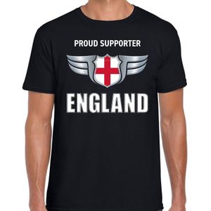 Engeland landen songfestival shirt zwart met Proud supporter England bedrukking voor heren