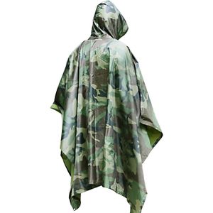 Pakket van 3x stuks groene legerprint regencape poncho met capuchon voor volwassenen