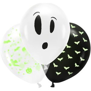 Set van 3x stuks Halloween Glow in the dark blacklight ballonnen met print 30 cm