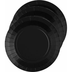 Santex feest bordjes rond zwart - karton - 30x stuks - 22 cm
