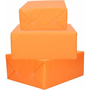 5x Rollen kraft inpakpapier oranje 200 x 70 cm