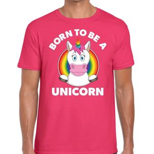 Gay pride born to be a unicorn t-shirt roze heren