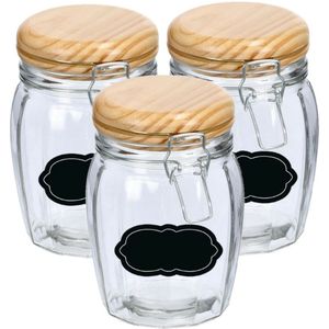 Weckpot/inmaakpot - 6x - 820 ml - glas - met beugelsluiting - incl. etiketten