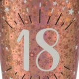 Santex Verjaardag feest bekertjes leeftijd - 10x - 18 jaar - rose goud - karton - 270 ml