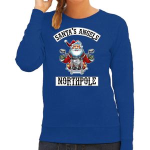 Blauwe Kersttrui / Kerstkleding Santas angels Northpole voor dames