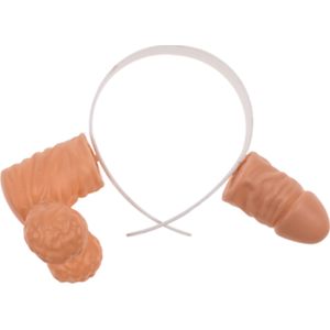 Penis diadeem - piemel hoofdband - kunststof - naturel kleur - vrijgezellenfeest